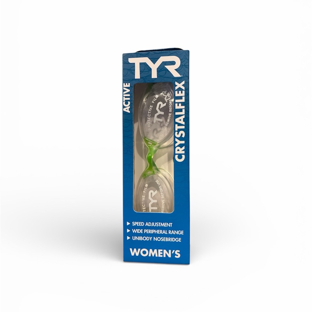TYR Women's Active Crystalflex Swim Goggles Green And White  Unibody Nosebridge